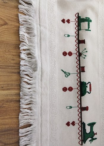 Fiesta marka Etamin işlemeli Krem rengi havlu - Görsel 2