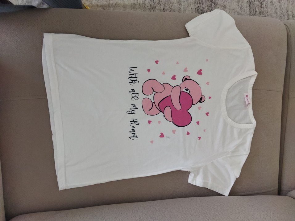 Kız Çocuk Dantelli Tişört ve Ayıcık baskılı tişört - Görsel 4