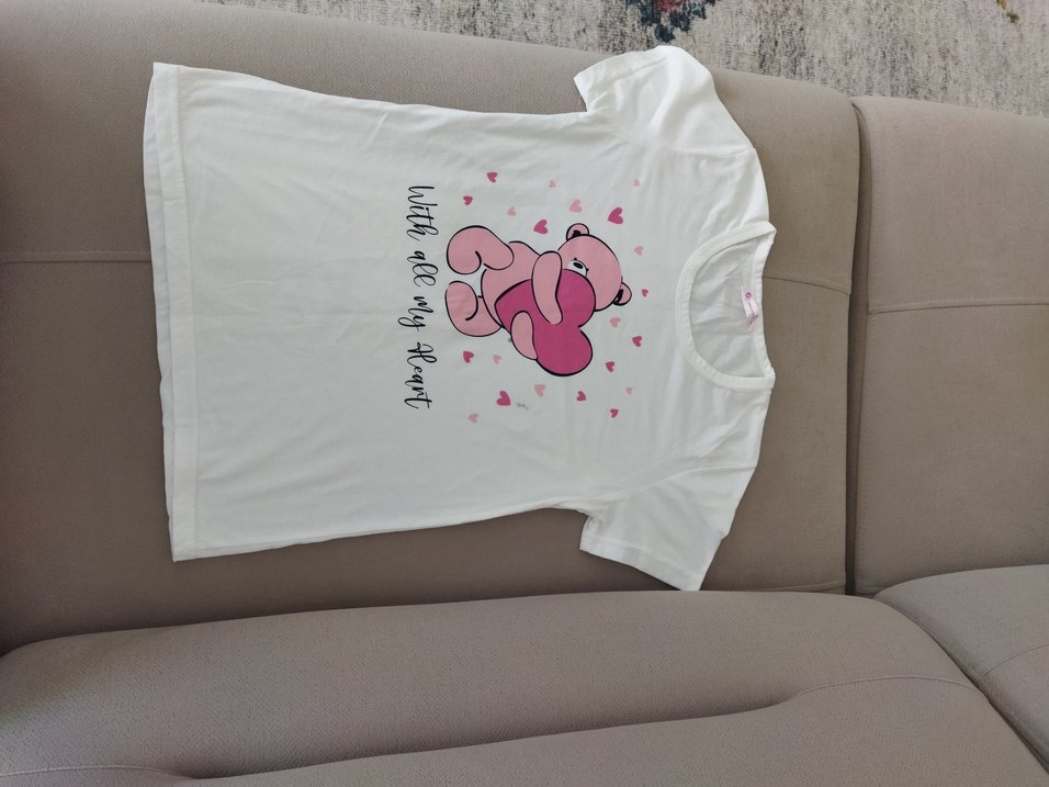 Kız Çocuk Dantelli Tişört ve Ayıcık baskılı tişört - Görsel 5