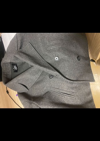 Gri Kısa Kruvaze Yün Kadın Ceket - Görsel 2