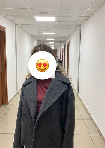 Gri Kısa Kruvaze Yün Kadın Ceket - Görsel 4