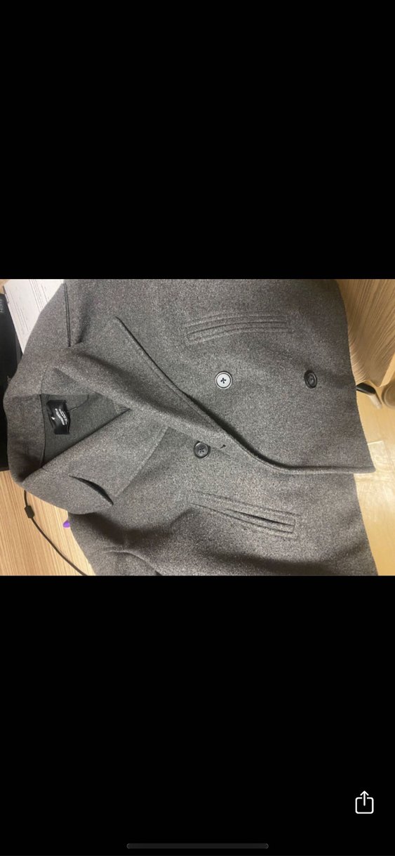 Gri Kısa Kruvaze Yün Kadın Ceket - Görsel 2