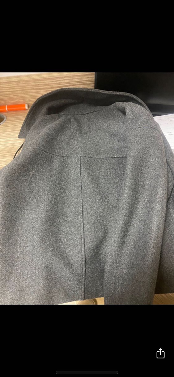 Gri Kısa Kruvaze Yün Kadın Ceket - Görsel 3