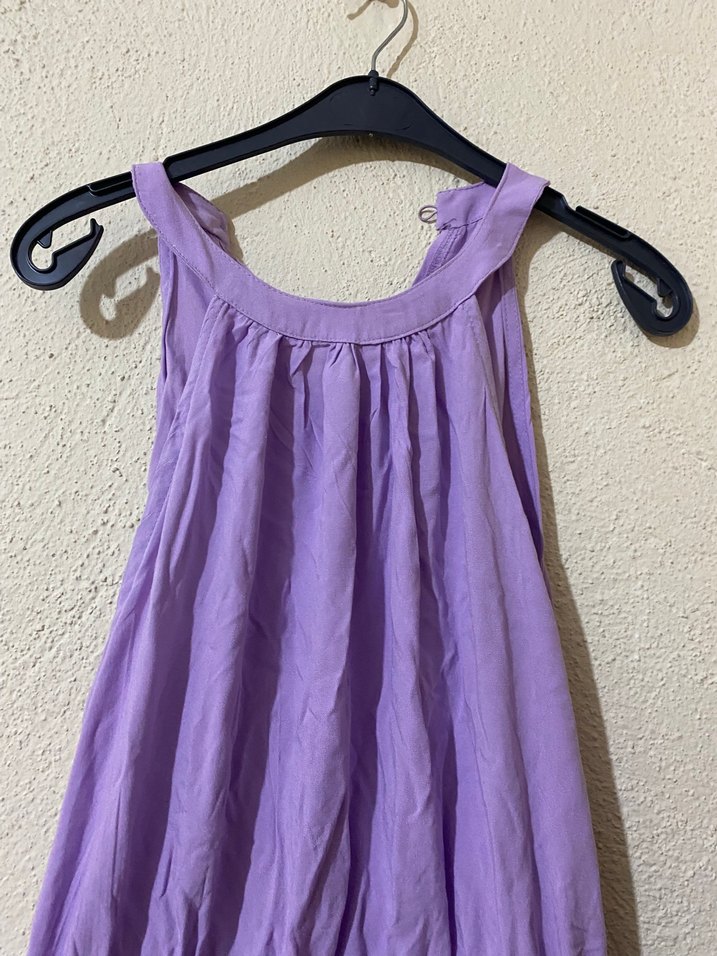 Mor Keten Bohem Uzun Elbise - Görsel 3