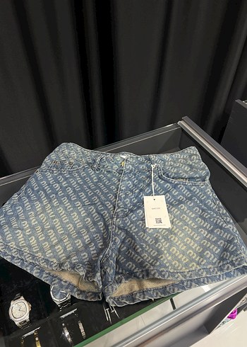 Kadın Baskılı Mini Denim Şort