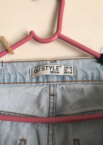 38 Beden Buz Mavisi Wide Leg Bol Kesim Kadın Kot Pantolon