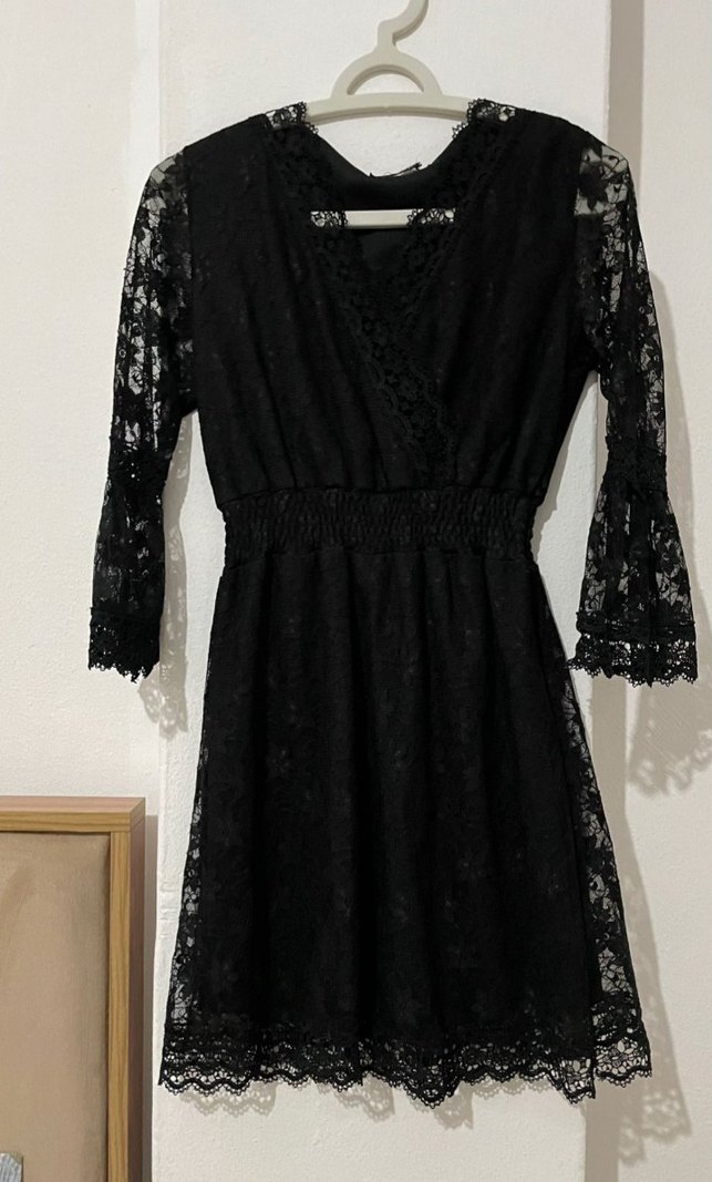 Siyah Dantel Elbise - Görsel 2