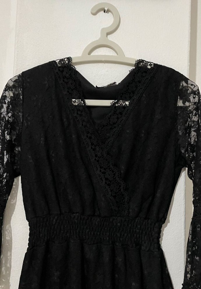 Siyah Dantel Elbise - Görsel 3