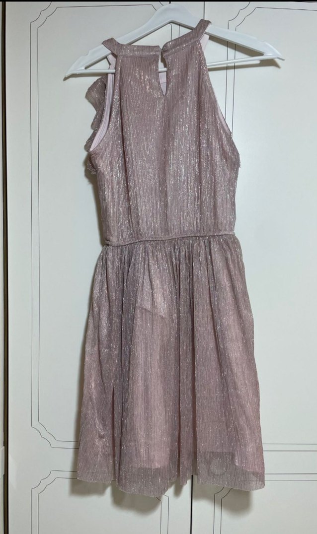 Parlak Pembe Kolsuz Fırfırlı Kız Elbisesi - Görsel 4