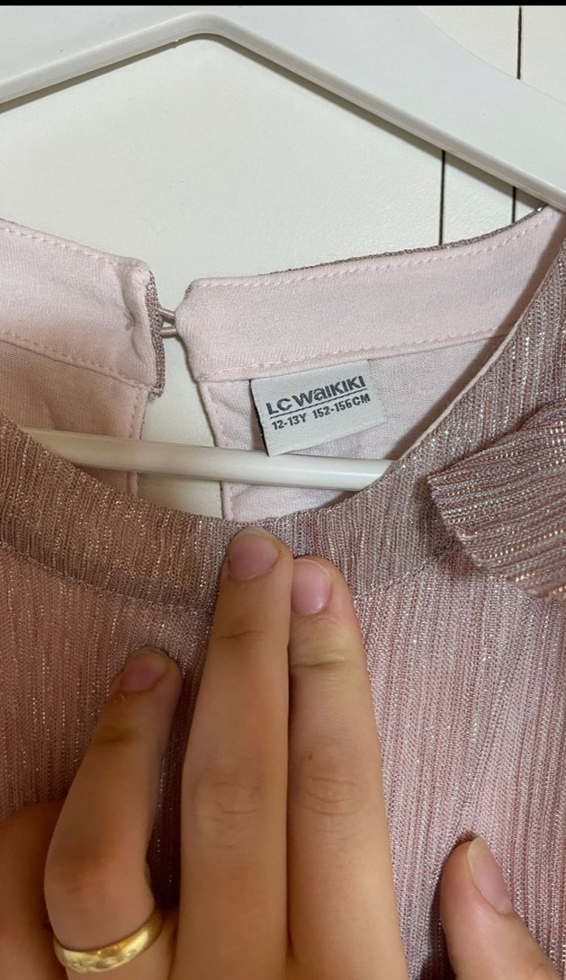 Parlak Pembe Kolsuz Fırfırlı Kız Elbisesi - Görsel 3