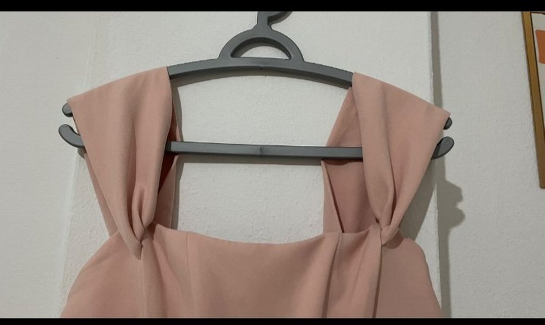 Pudra Pembe Straplez Midi Kalem Elbise - Görsel 5