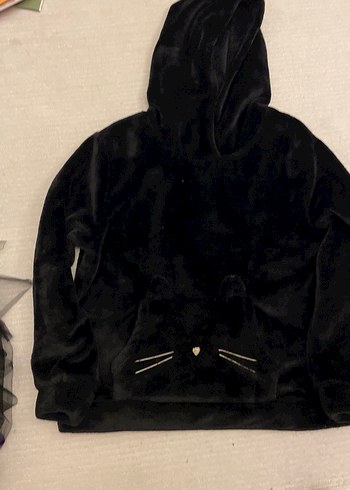 Siyah Peluş Kapüşonlu Goth Kedi Kıyafeti(parti için ideal) - Görsel 2