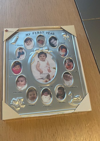 Altın ve Gri Bebek İlk Yıl Çerçevesi(28 cm boy,23 cm en) - Görsel 2