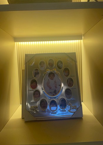 Altın ve Gri Bebek İlk Yıl Çerçevesi(28 cm boy,23 cm en) - Görsel 3