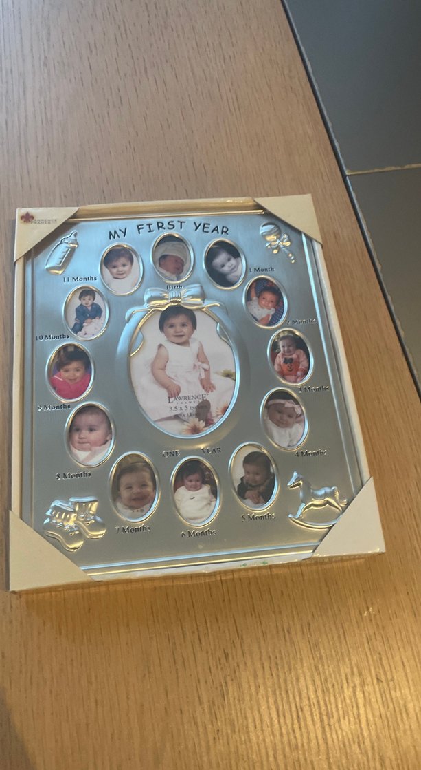 Altın ve Gri Bebek İlk Yıl Çerçevesi(28 cm boy,23 cm en) - Görsel 2