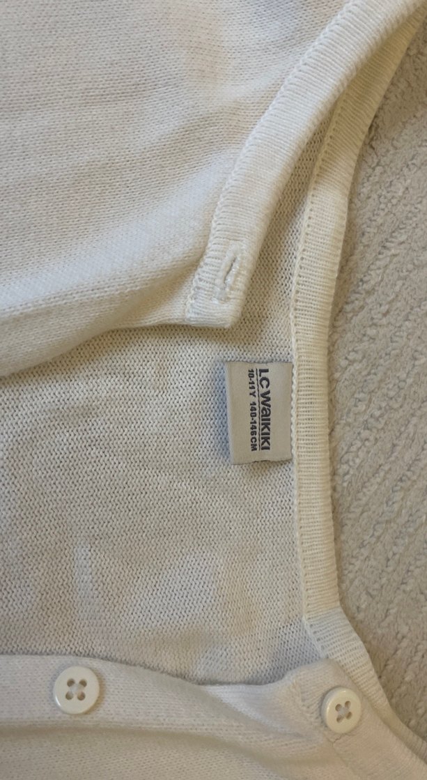 Beyaz Uzun Kollu Keten Hırka(10-11yaş) - Görsel 2