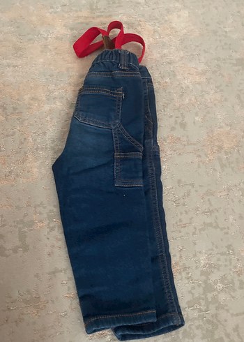 18-24 Ay Beden Kırmızı Askılı Erkek Çocuk Kot Pantolon