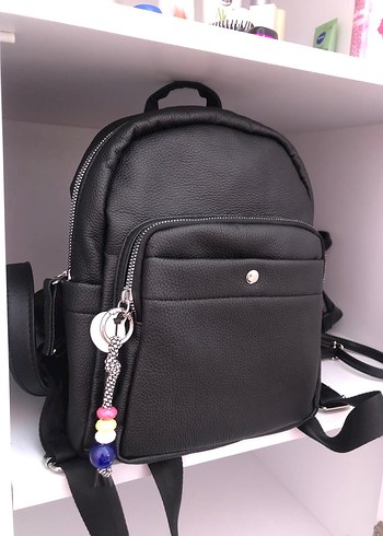 Beden siyah Renk Siyah Butigo Deri Minimalist Kadın Sırt Çantası