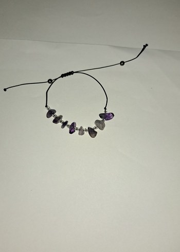 Accessorize mor doğal taşlı bileklik kolye seti
