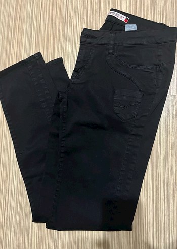 siyah skiny düşük bel pantolon - Görsel 2