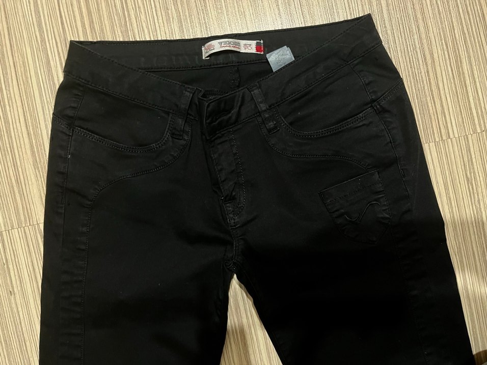 siyah skiny düşük bel pantolon - Görsel 4