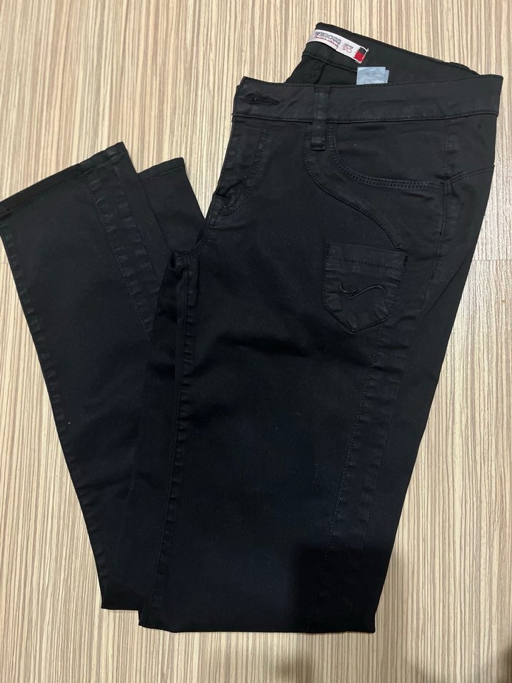 siyah skiny düşük bel pantolon - Görsel 2