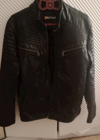 Siyah Deri Erkek Biker Ceket