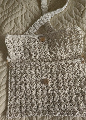 Dantel Detaylı Bohem Örgü Kadın Çanta - Görsel 2