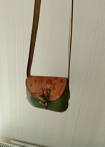 Küçük Prens Yeşil Deri Kadın Çapraz Çanta - Görsel 4