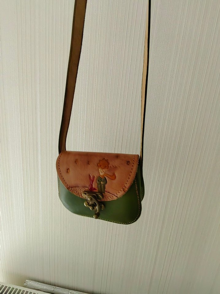 Küçük Prens Yeşil Deri Kadın Çapraz Çanta - Görsel 4