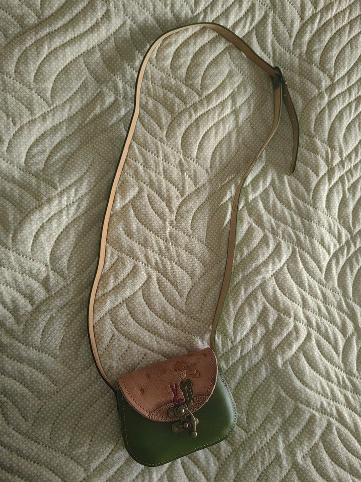 Küçük Prens Yeşil Deri Kadın Çapraz Çanta - Görsel 5