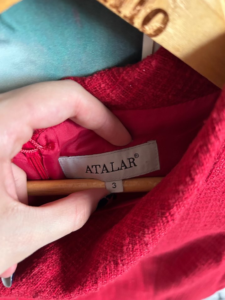 Kısa Kollu Kırmızı Triko Elbise - Görsel 3