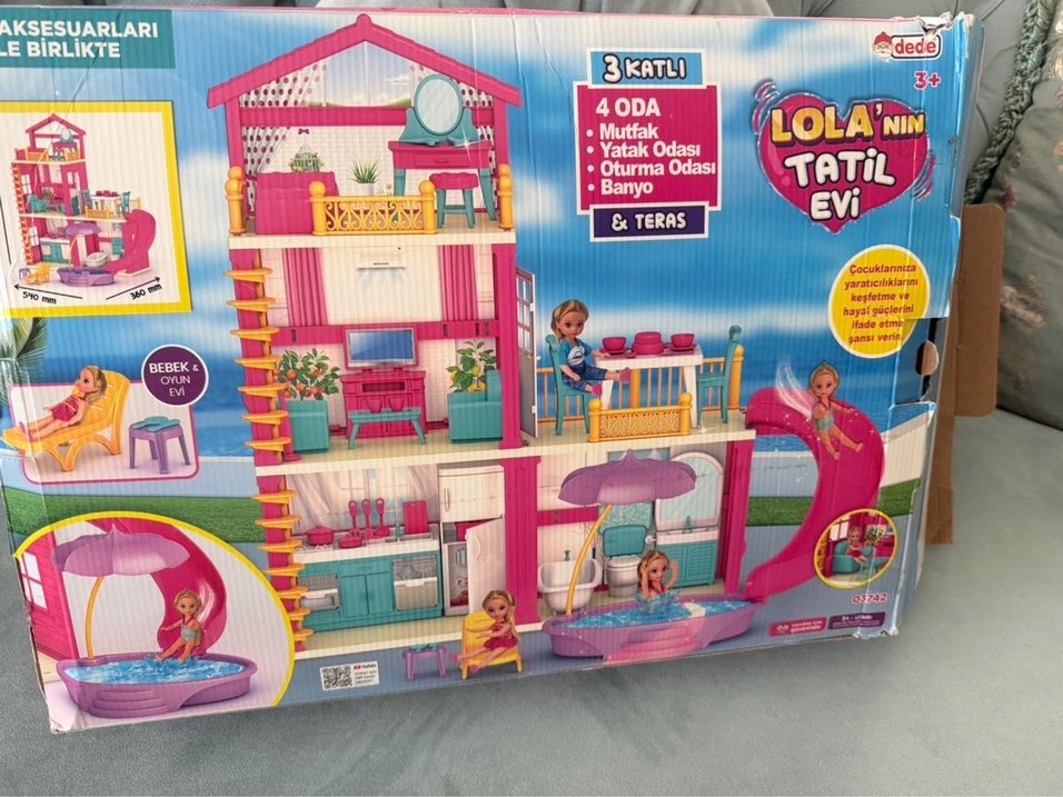 3 Katlı Renkli Oyun Evi Bebek Seti - Görsel 2