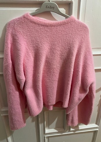 Pembe Mini Örgü Kadın Sweatshirt