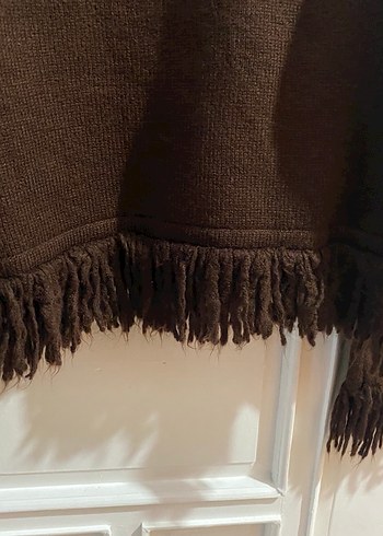 Kahverengi Püsküllü Örgü Kadın Kazak - Görsel 3