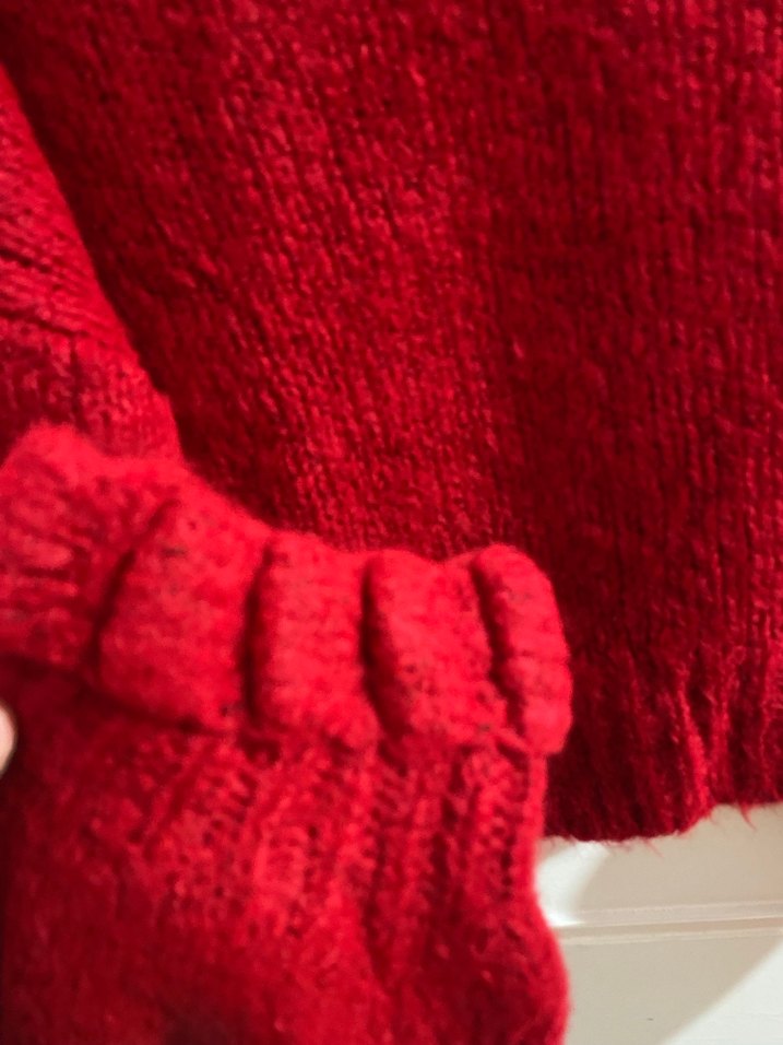 Kırmızı Boğazlı Triko Kadın Kazak - Görsel 3