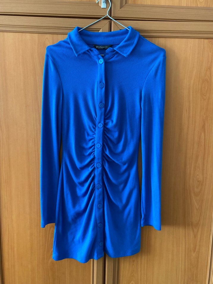 Düğmeli Mavi Kadın Gömlek - Görsel 2