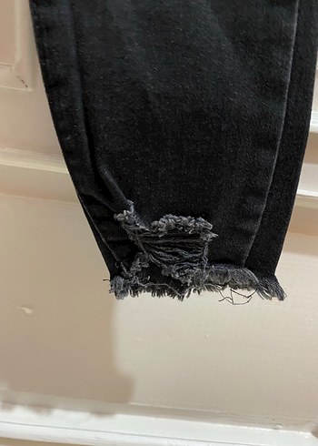 Kadın Siyah Midi Boy Kot Pantolon - Görsel 2