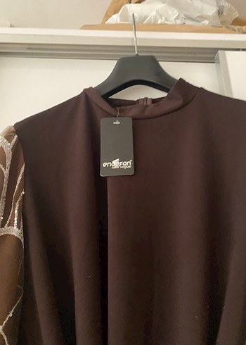 Tesettür Kahverengi Uzun Kollu Kadın Elbise - Görsel 4