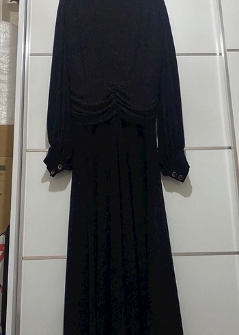 Simli Siyah Tesettür Elbise - Görsel 3