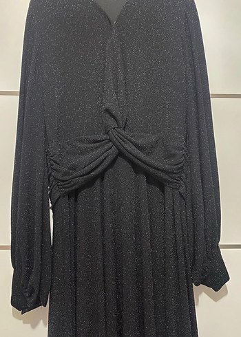 Simli Siyah Tesettür Elbise - Görsel 2