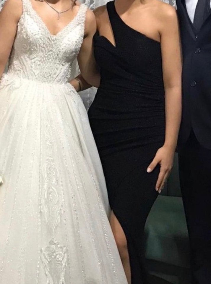 Siyah Simli Şık Abiye Gece Elbisesi - Görsel 4