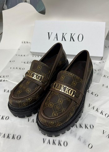 Vakko Kahverengi Deri Platform Topuklu Loafer