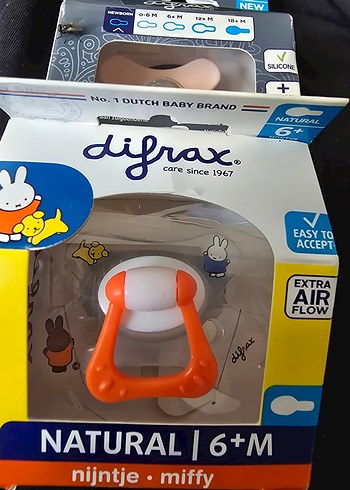 Difrax Natural 6+ Ay Renkli Turuncu Emzik