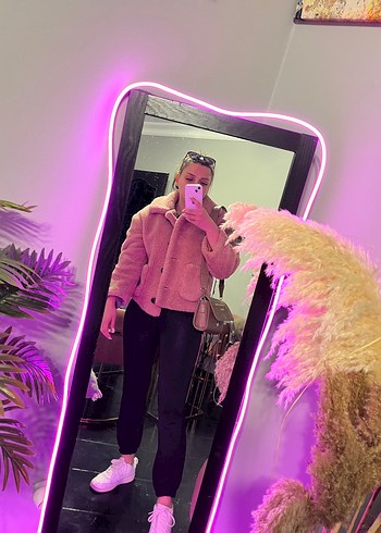 Pembe Oversize Kadın Midi Mont