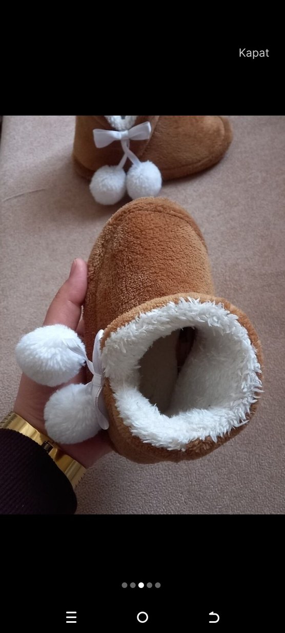 Kahverengi Ponponlu çocuk panduf - Görsel 3