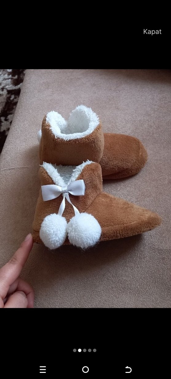 Kahverengi Ponponlu çocuk panduf - Görsel 2