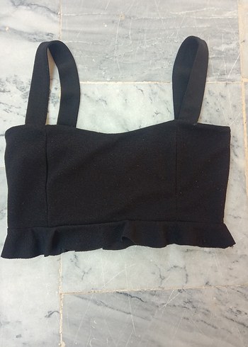 Siyah Strappy Volanlı Straplez Büstiyer