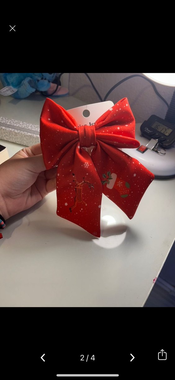 Renkli Desenli Kırmızı Fiyonk toka - Görsel 2