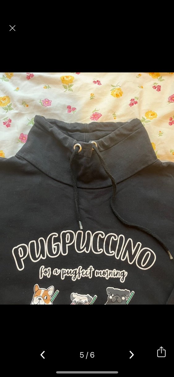 Siyah Baskılı kisa sweatshirt - Görsel 5